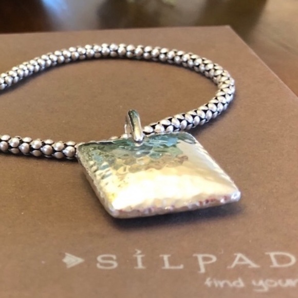 Silpada S1118 Square Pillow Sterling Silver Pendant Popcorn Necklace N1106 - Picture 8 of 15